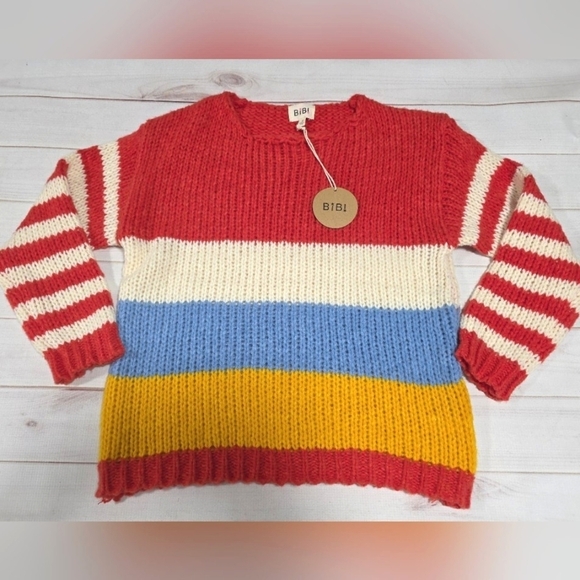 BiBi Sweaters - BIBI Women's Color Block Striped Sweater Small - New With Tags